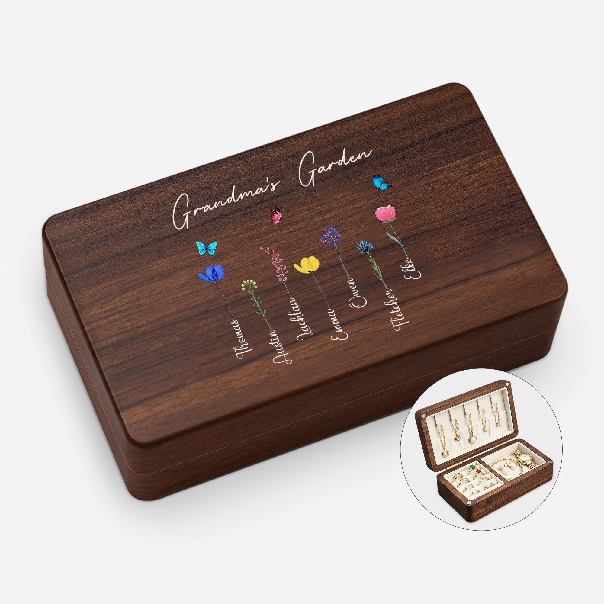 0065AUS1 personalized wooden jewelry box grandmas garden gifts 0065ajsq5a
