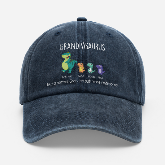 0114AUS1 grandpasaurus washed cotton cap personalized gifts for grandpadad 0114ajsk5b
