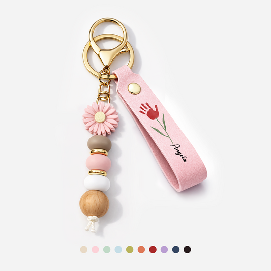 0284MUS1 uv daisy beaded keychain with handprint custom gifts for momgrandma 0284mjsh8a