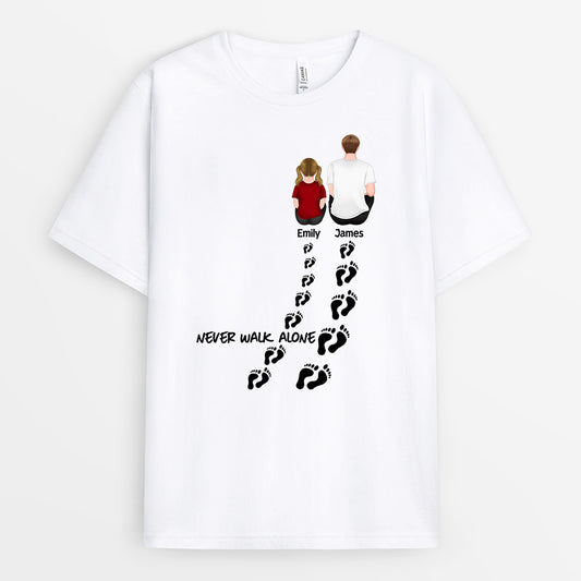 0925AUK2 Personalised T shirts Gifts Footprints Grandad Dad