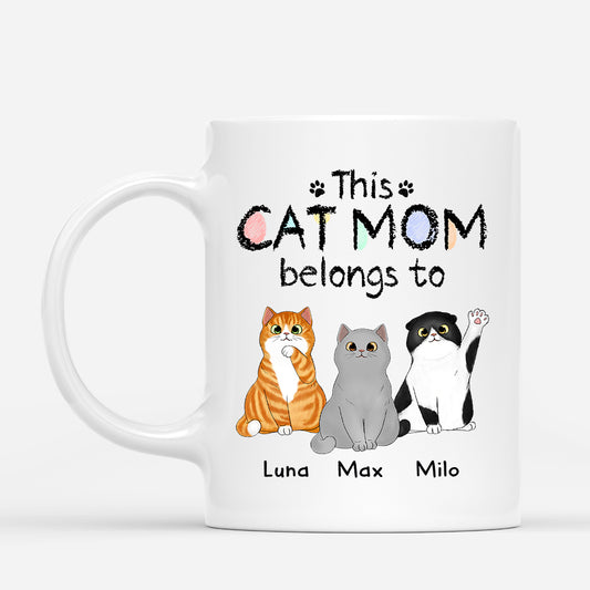 0938MUS1 this cat dad mum belongs to mug personalised mug for cat lovers