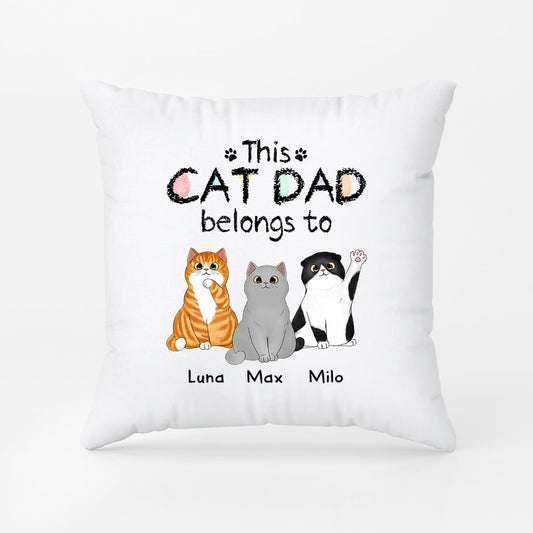 0938PUK2 this cat dad mum belongs to personalised pillow for cat lovers