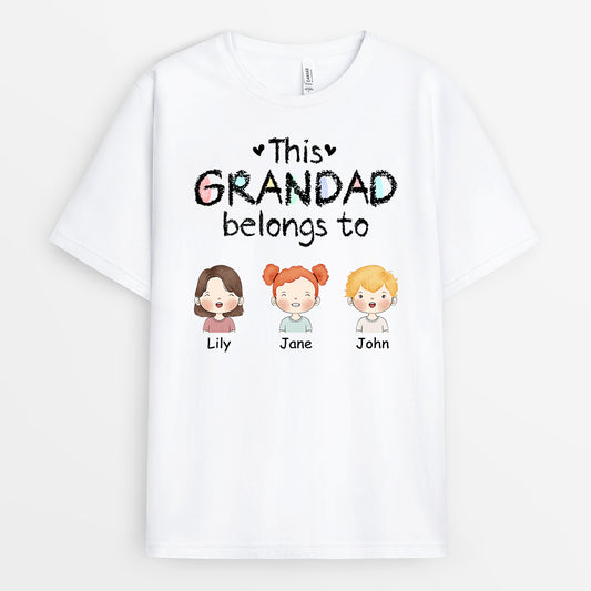0989AUK1 Personalised T shirts Gifts Belongs Grandad Dad