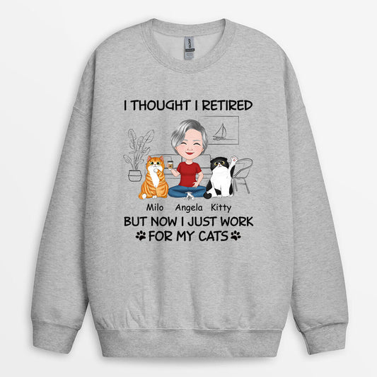 1046WUK1 Personalised Sweatshirt Gifts Retirement Cat Cat Lovers