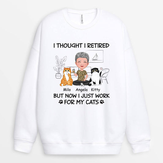 1046WUK2 Personalised Sweatshirt Gifts Retirement Cat Cat Lovers