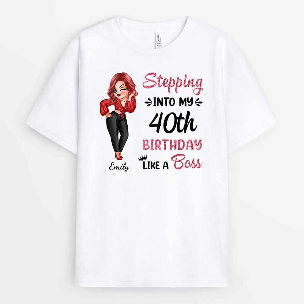Personalised Stepping Into My Birthday Like a True Boss T-Shirt Chic