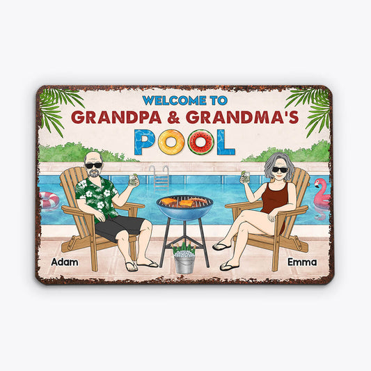 1079EUK1 Personalised Metal Signs Gifts Pool Grandad Grandma