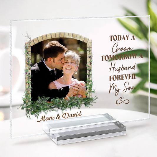 1090RUS2 personalized acrylic plaque wedding gift for son from mother_ 1090R8L0G