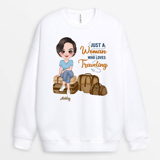 1103WUK1 Personalised Sweatshirt Gifts Travelling Her