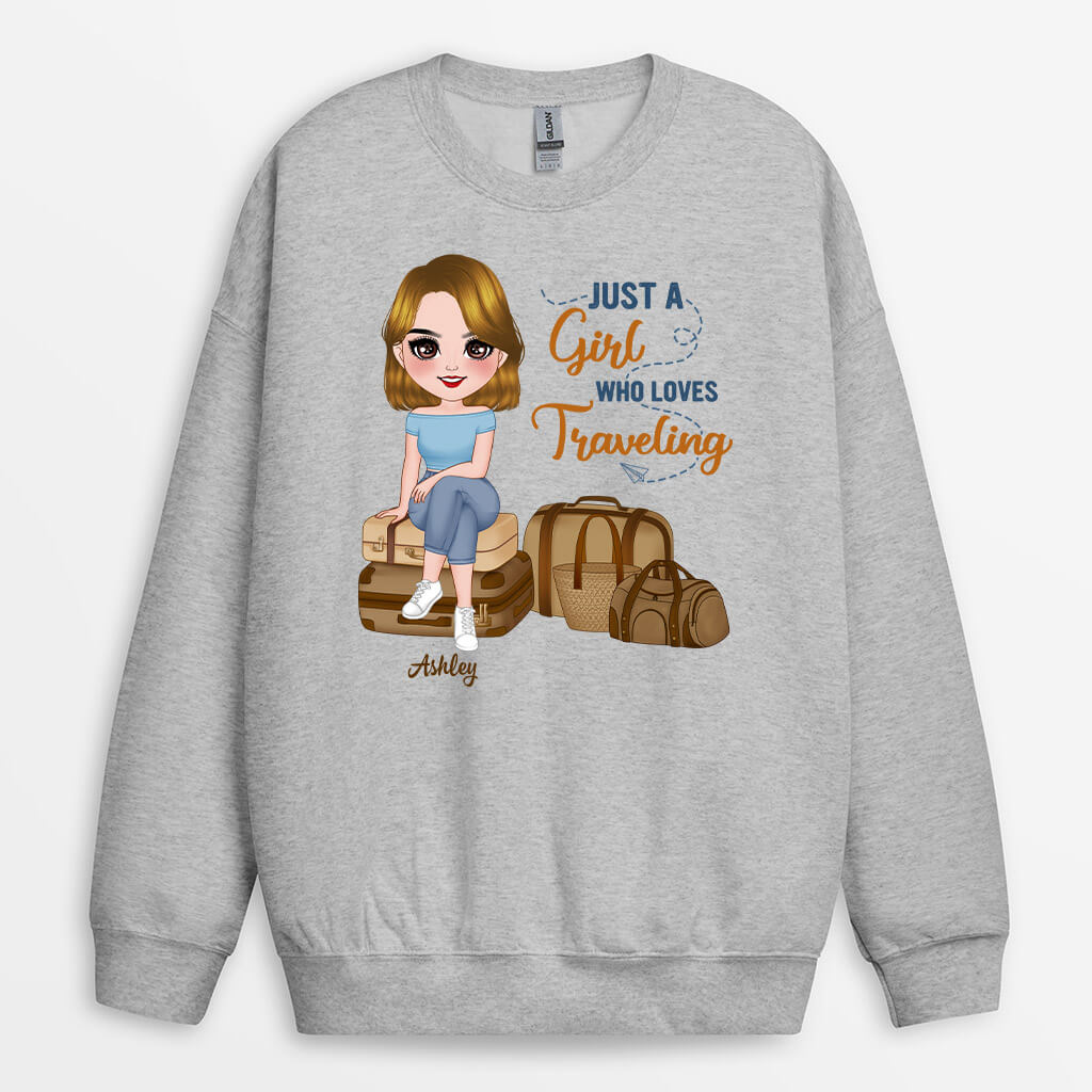 1103WUK2 Personalised Sweatshirt Gifts Travelling Her