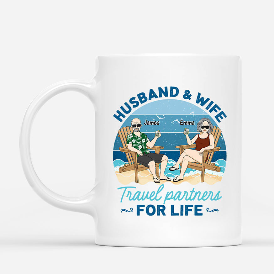 1116MUS1 Personalized Mugs Gifts Beach Travel Husband Wife Couple