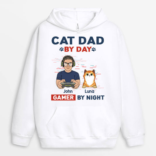 1164HUK2 Personalised Hoodies Gifts Game Dad CatLover