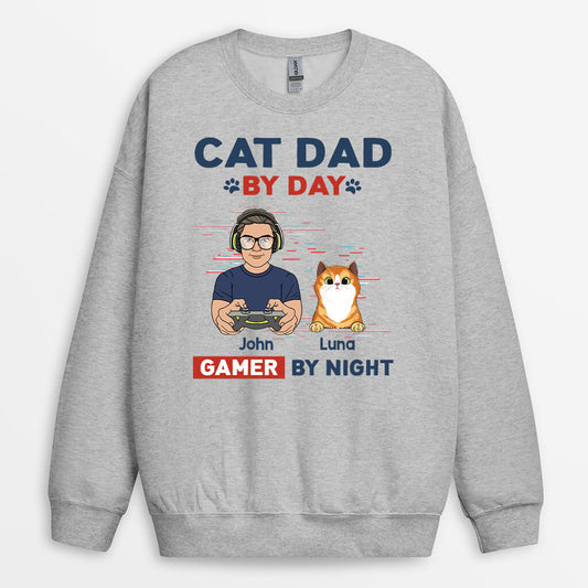 1164WUK1 Personalised Sweatshirt Gifts Game Dad CatLover