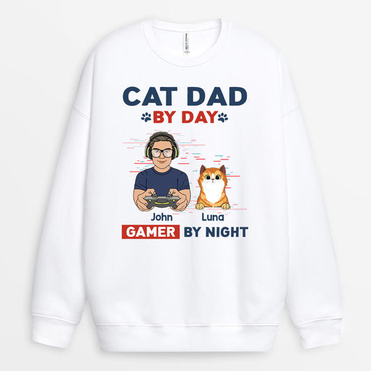 1164WUK2 Personalised Sweatshirt Gifts Game Dad CatLover