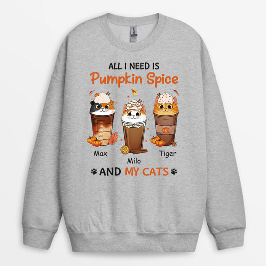 1208WUK2 Personalised Sweatshirt Gifts Pumpkin Cat Lovers