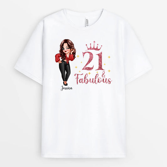 1231AUK1 personalised 21 and fabulous t shirt