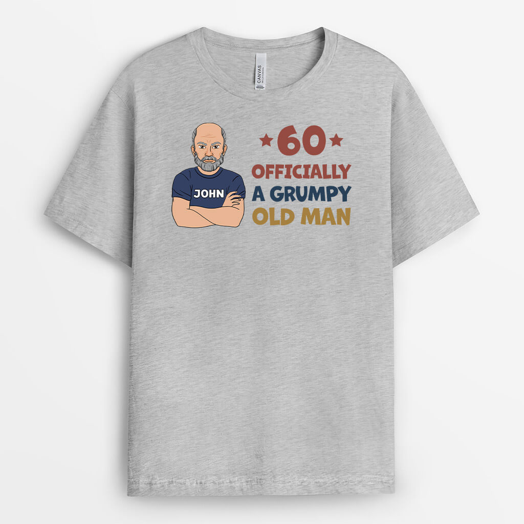 1239AUK2 personalised 60 officially grumpy old man t shirt