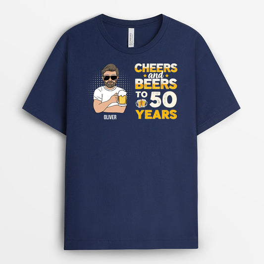 1243AUS1 personalized birthday shirts for men cheers and beers to 50 years 1243AKI8B