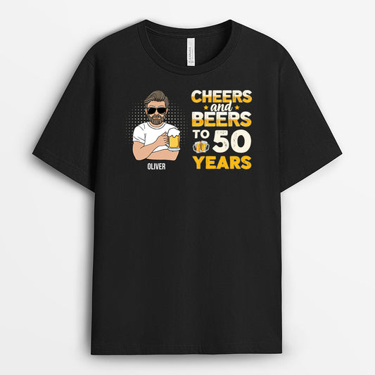 1243AUS2 personalized birthday shirts for men cheers and beers to 50 years 1243AKI8B