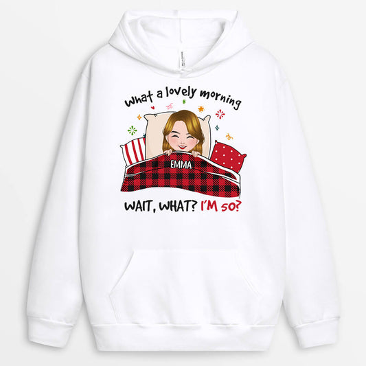 1245huk2 personalised what a lovely morning 40th birthday hoodie