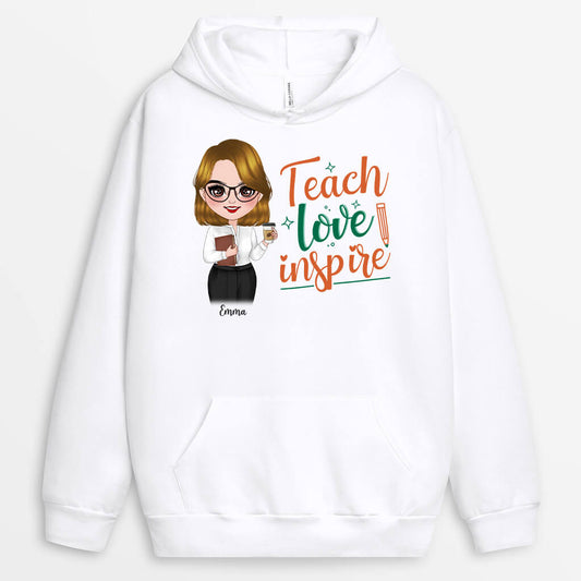 1291HUK1 personalised teach love inspire hoodie