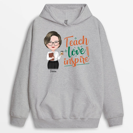 1291HUK2 personalised teach love inspire hoodie