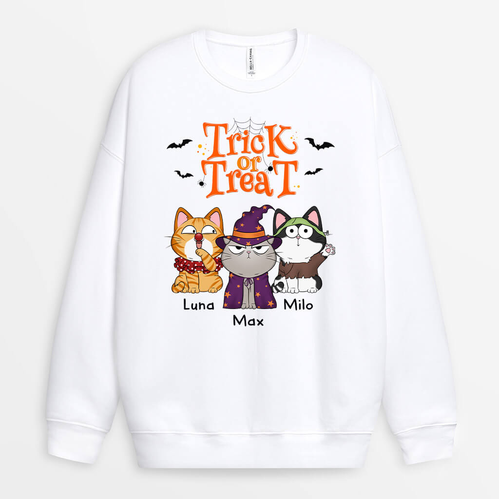 1294WUK1 personalised trick or treat sweatshirt
