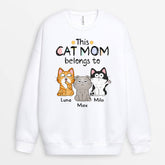 1295WUK1 personalised this cat mum dad belongs to sweatshirt