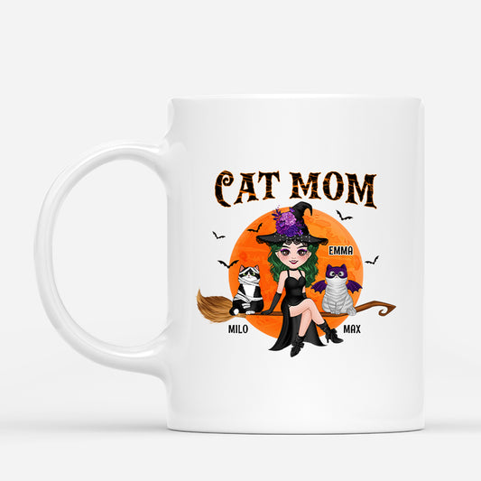 1310MUS1 personalized cute cat mom with broom mug
