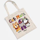 1311BUK2 personalised halloween cat mom with hat tote bag