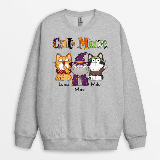 1311WUK2 personalised halloween cat mom with hat sweatshirt