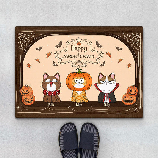 1312DUK1 personalised happy meowloween doormat