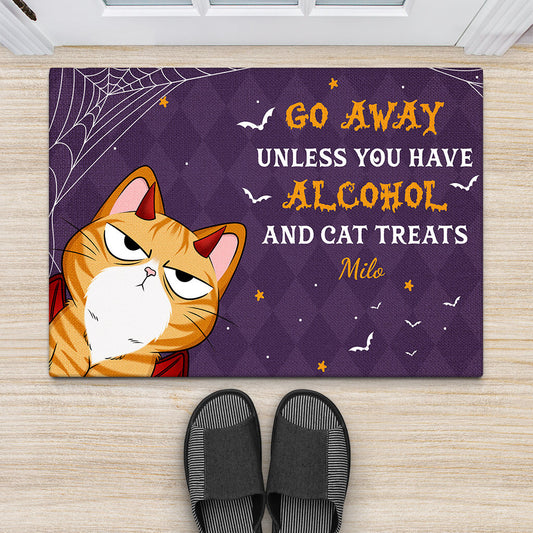 1314DUK2 personalised go away unless you brought alcohol and cat treats doormat