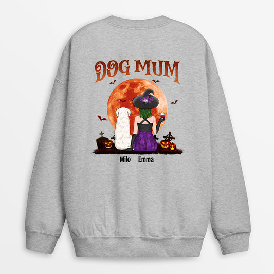 1322WUK1 personalised dog with red moon dog mum halloween sweatshirt