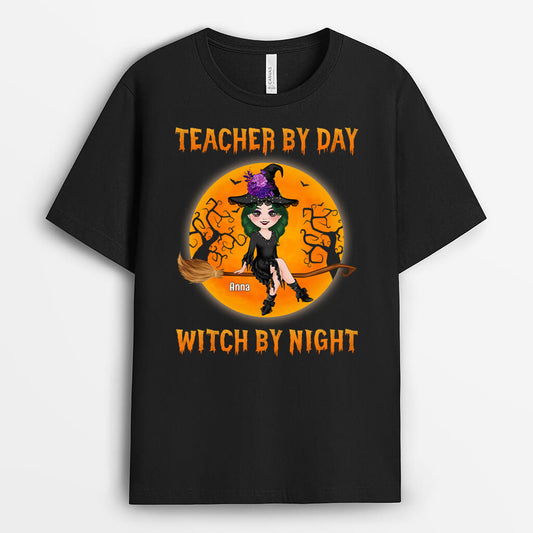 1331AUK1 personalised teacher by day witch by night t shirt
