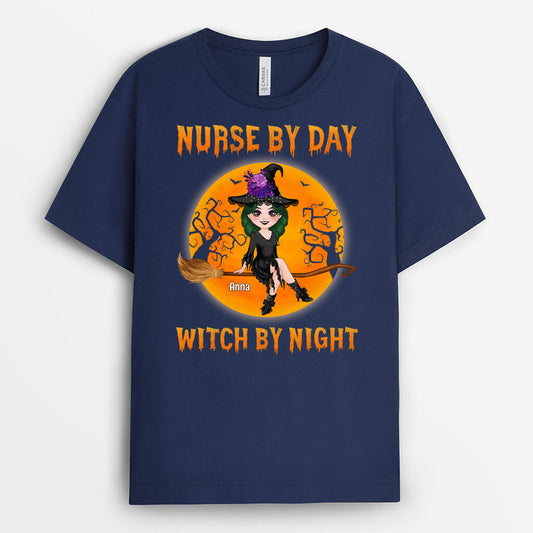 1331AUK2 personalised teacher by day witch by night t shirt