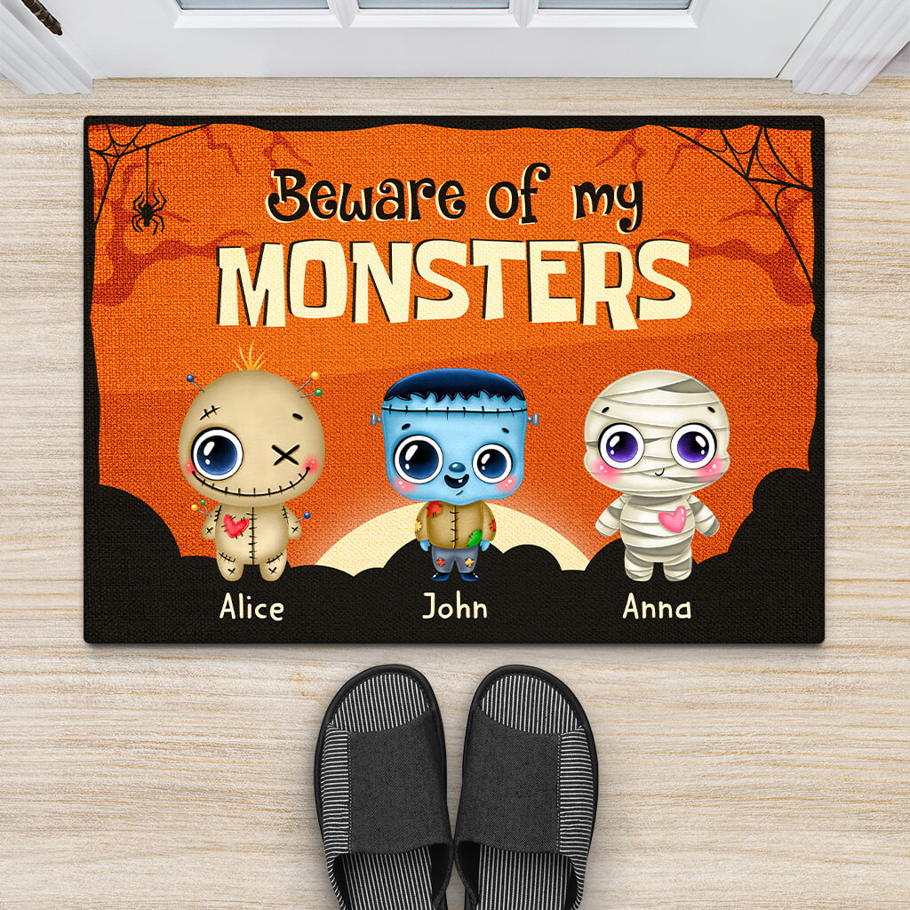 1355DUK2 personalised beware of my grandkids door mat