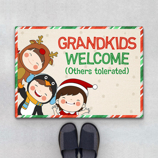 1361DUK1 personalised grandkids welcome doormat