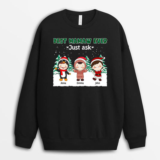 1362WUK2 personalised best christmas mum ever sweatshirt