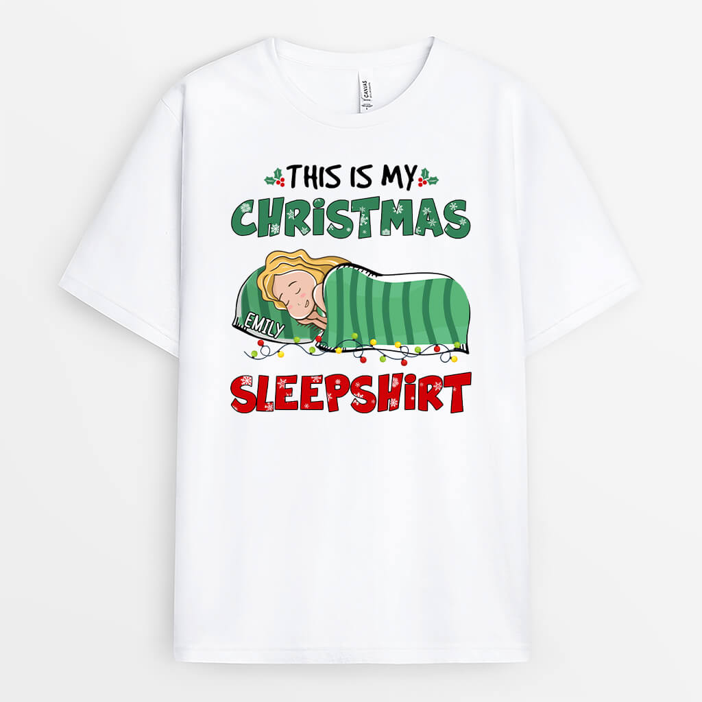 1367AUK1 personalised this is my christmas sleepshirt t shirt