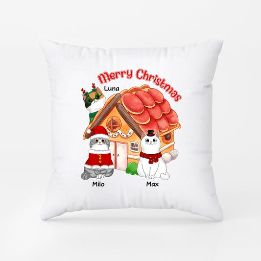1372PUK2 personalised merry catmas pillow