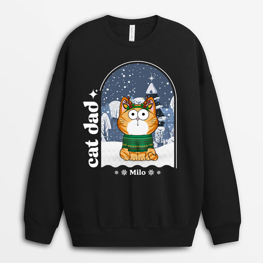 1375WUK1 personalised cat mom dad christmas sweatshirt