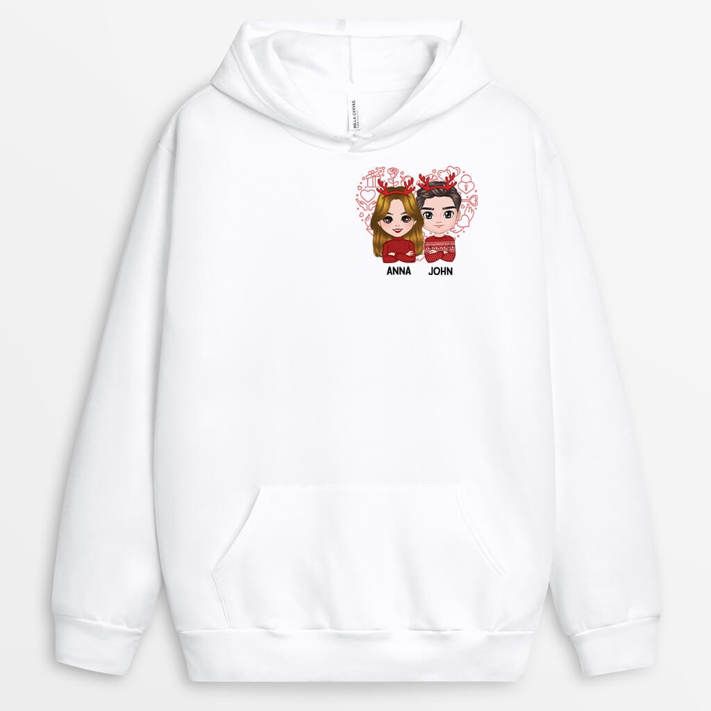 1378HUK1 personalised christmas couple hoodie