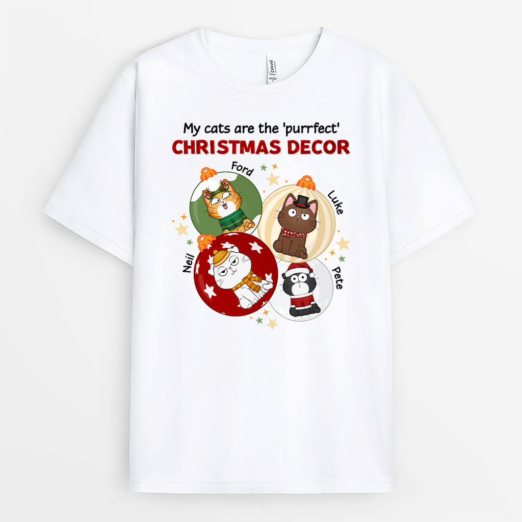 1388AUK1 personalised my cats are perfect christmas decor t shirt