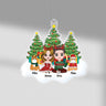 Personalised Couple And Cats Sitting On Snow Christmas Tree Ornament - Personal Chic