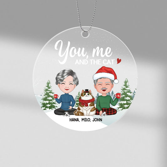 1423OUK1 personalised you me and the cat ornament