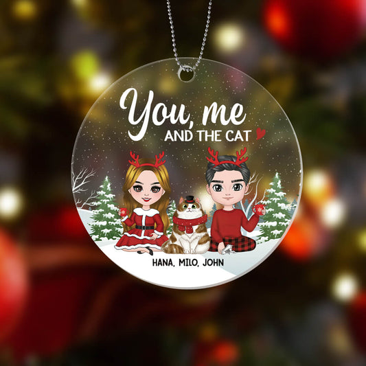 1423OUK2 personalised you me and the cat ornament