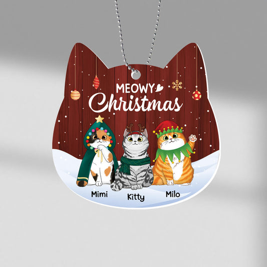 1425OUK1 personalised meowy cat christmas ornament
