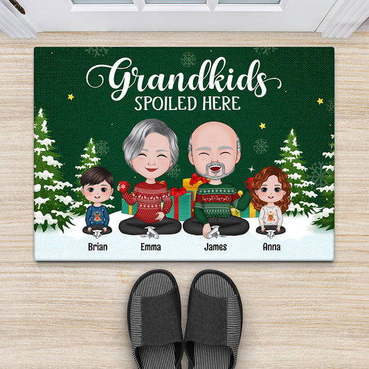 1427DUK2 personalised grandkids spoiled here doormat
