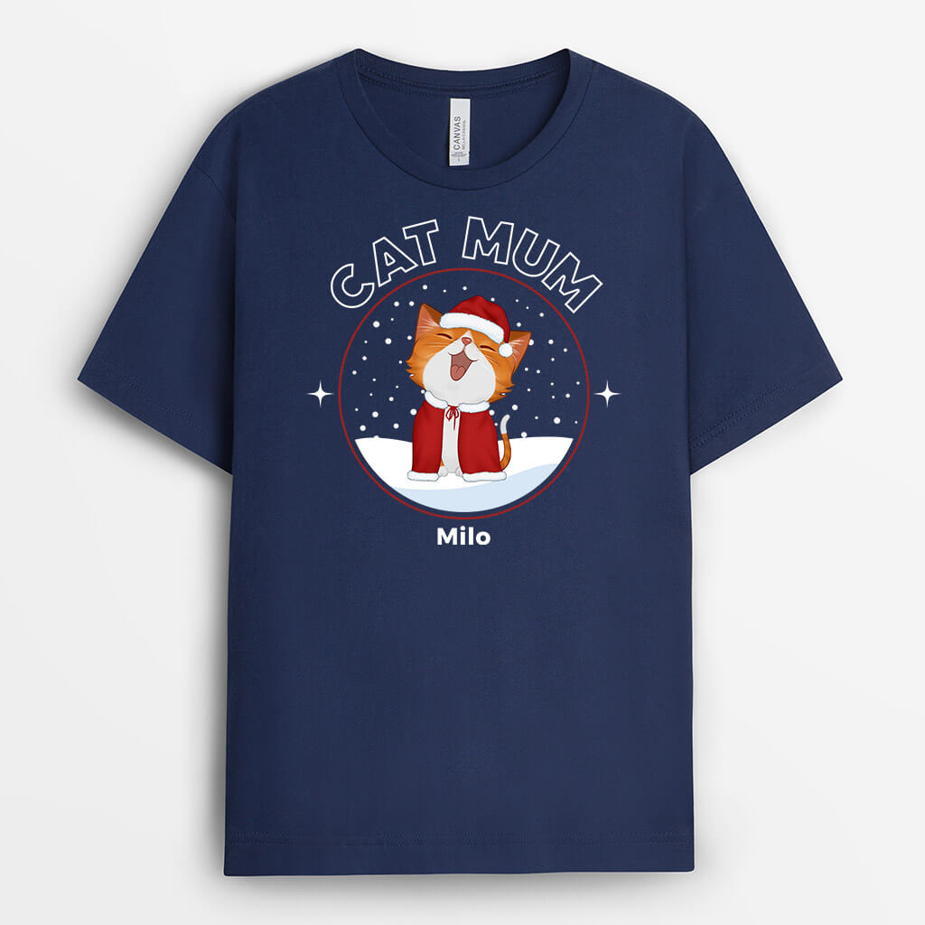 1434AUK2 personalised cat dad cat mom christmas t shirt